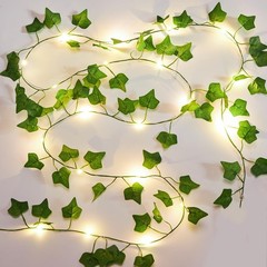 KASZOO 2 Pack 6.56 Ft Vines with Fairy Lights Battery feet, Green