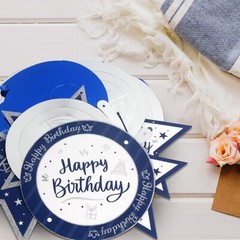 15 PCS Blue & Silver 25th Birthday Glitter Swirls Streamers Hanging Decorations