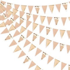 30Ft Champagne Gold Party Decorations Triangle Pennant Banner Gold Hanging Pa…