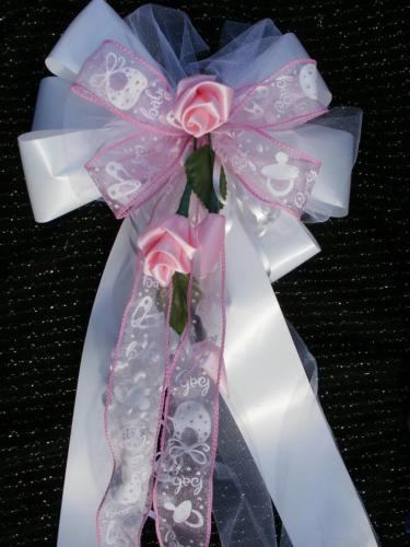 Baby shower decoration table door gift bow pink blue
