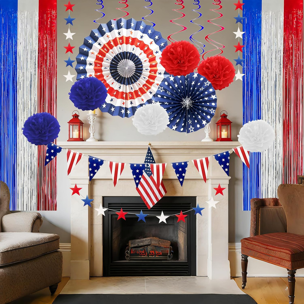 28 Pcs Fourth/4th of July Decorations, 250th Anniversary Patriotic Memorial D…