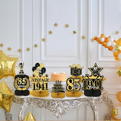85Th Birthday Party Decorations, 9PCS Happy Birthday Table Honeycomb Centerpiece