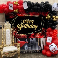 , Large Black and Red Happy Birthday Banner – 72X44 Inch | Red and Black Happy