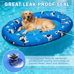 pdpdoc 61″x 43″ Dog Pool Float Raft with Handle & Rope, Heavy Duty Inflatable…