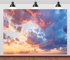 8x6ft Fabric Sunset Sky Clouds Backdrop Bright Sky Sunset Scenery Cloudy 8x6FT
