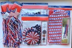 Vtg Lot Americana Patriotic Decorations Hanging Windsock Streamer Kmart NOS