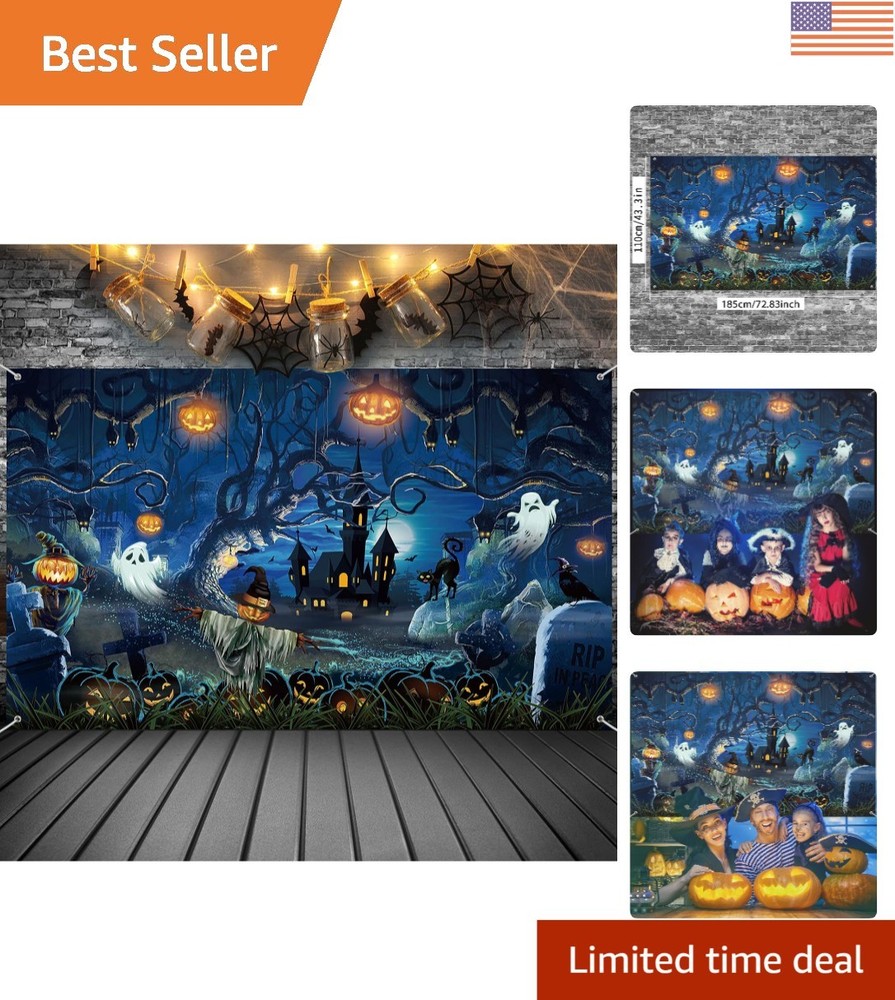 Durable 72.8 x 43.3 Inch Halloween Decoration Backdrop for Parties & Photography