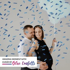 Gender Reveal Blue Confetti Cannon, DOUKEE Biodegradable Navy and Blue Tissue…