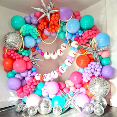 Disco Balloon Arch, 125 PCS 80S Balloon Arch Kit Mit Hot Pink and Purple Teal Or
