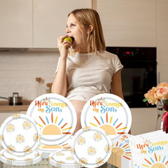 Here Comes the Son Baby Shower Decorations, Sunshine Plates and Napkins Disposab