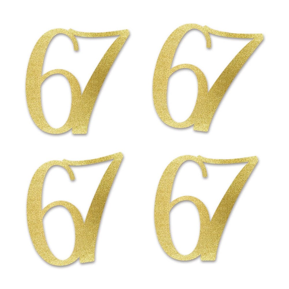 Gold Glitter 67 CutOut Numbers 67th Birthday Anniversary Party Decor