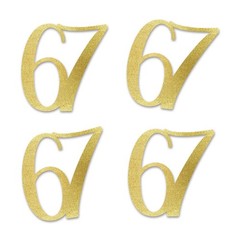 Gold Glitter 67 CutOut Numbers 67th Birthday Anniversary Party Decor