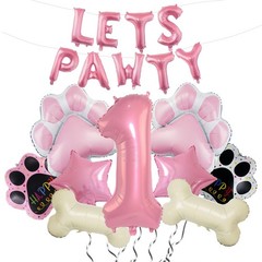 1st Dog Balloons 18pcs Lets Pawty Balloons Dog Paw Decor Pink 32 inch Pink Nu…