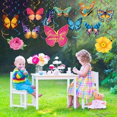 30 Pcs Spring Butterfly Party Decorations Hanging Swirl Streamer Elegant