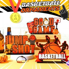 6 Pieces Basketball Table Decorations Basketball Birthday Party Wooden Ornaments