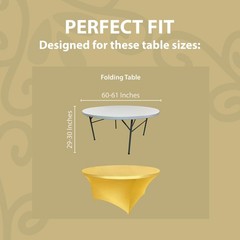 Goldstream Point Metallic Gold 60 Inch 5 Foot Round Spandex Cocktail Tablecloth