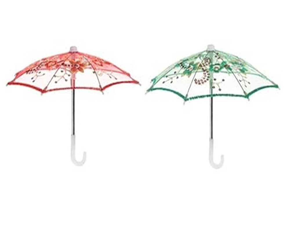 Mini Fancy Umbrella for Ludo Gopal Ji Birthday Decor Random Color Set of 2