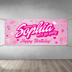 Barbie Themed custom Birthday party banner vinyl – Decorations Sign Cutout