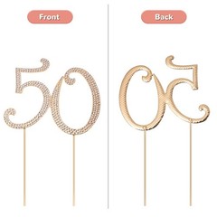 50 Cake Topper 50th Birthday Sparkly Rhinestone Cake Decoration, Sparkly Bli…