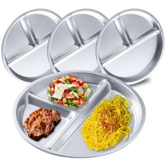 BEWBBAT 4 Pack 304 Stainless Steel Divided Plate, 8 Inch 3 8 Inch, Silver