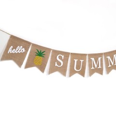 summer banner, hello summer banner, pineapple banner, summer bunting, burlap …