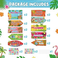 20 Pieces Party Decorations Hawaiian Party Welcome Sign Summer Tropical Luau