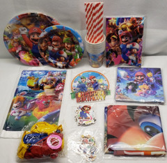Mario Birthday Party Supplies Plates Cups Banner Backdrop Balloons Toppers Table