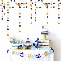 Navy-Blue White-Gold Party-Decorations Streamers Garland – 52Ft Graduation 2026