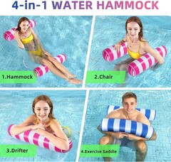 5 Pack Upgrated XL Water Pool Floats, 4-in-1 (Hammock, Saddle, Lounge Chair, …