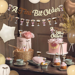 A Tini Bit Older Birthday Decorations, Gold Brown Glitter Tiny Bit Older Banner