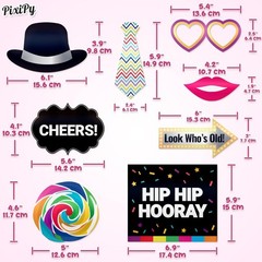 Delightful 54-Pc Multicolored Photo Booth Props Kit for Memorable Birthdays