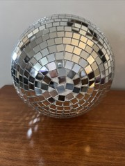 Visual Effects Disco Ball with Hanging Hook Silver Mirror 8″ Round Celebration