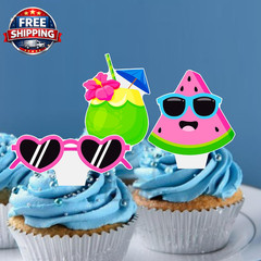 Hello Summer Cupcake Toppers Hello Summer Birthday Decorations Beach Pool Party