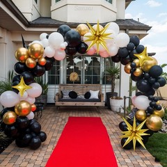 Black and Gold Balloon Arch Kit, Black White Gold Balloons Garland Kit, Star …