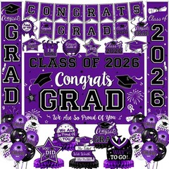Class of 2026 Graduation Party Decor Set Banner Backdrop Porch Sign Balloons
