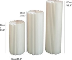 Modern Foldable Display Columns Pedestals – Reusable – Cream White – Set Of 3