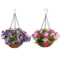 Artificial Hanging Basket Cloth, Plastic, And Metal Easy To Hang For Balcony
