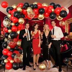 Red Party Decorations for ,Balloon Aich kit,Black Gold Confetti Balloons,Happ…