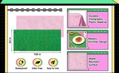 2 Pcs Iridescent Pink & Green Holographic Tablecloth for Graduation Birthday