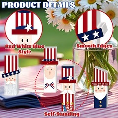 4 Pcs 4th of July table Decorations Patriotic Wooden Table Decor, Red White B…