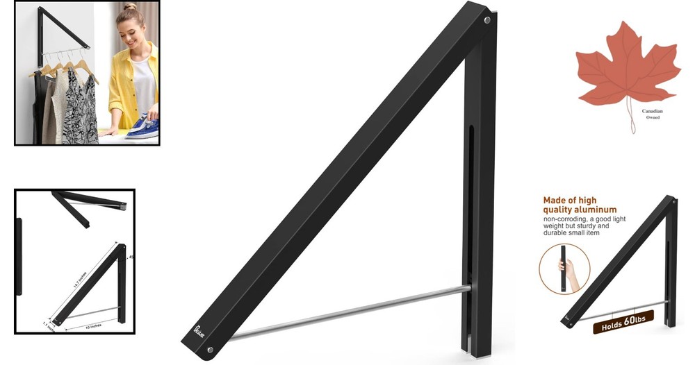 Multi-functional Collapsible Clothes Rack – Easy Install, Space Saver, Black