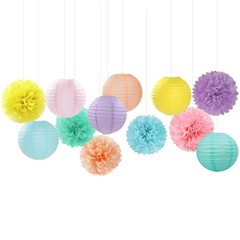 Pastel Rainbow Colorful Party-Decorations Flowers Lanterns – 15PCS Classroom …