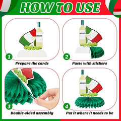 12 Pcs Italian Themed Party Decorations Honeycomb Centerpieces, BUON Compleanno