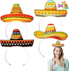 24 Pcs Cinco De Mayo Sombrero Headbands for Mexican Themed Fiesta Party Party