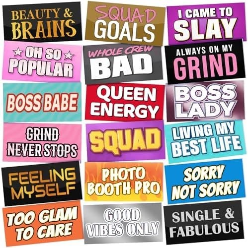 24 Double-Sided Photo Booth Props – Waterproof PVC Signs for Parties
