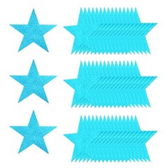 50 Pcs Glitter Star Cutouts, 5 Inch Star Shape Glitter Paper, Lake Blue