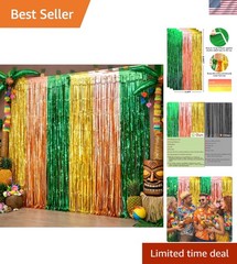 Luau Party Decorations – Green Gold Rose Tropical Streamers Backdrop Banner |…