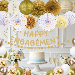 Engagement Party Decorations Glitter Champagne Gold Happy Engagement Banner