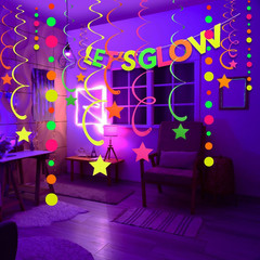 Neon Party Supplies Includes Let’S Glow Banner, round Dot Paper Garland, Neon Sw