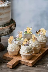 48 Pcs Classic Winnie Cupcake Toppers Cake Topper Cute Pooh Baby Shower Decorati